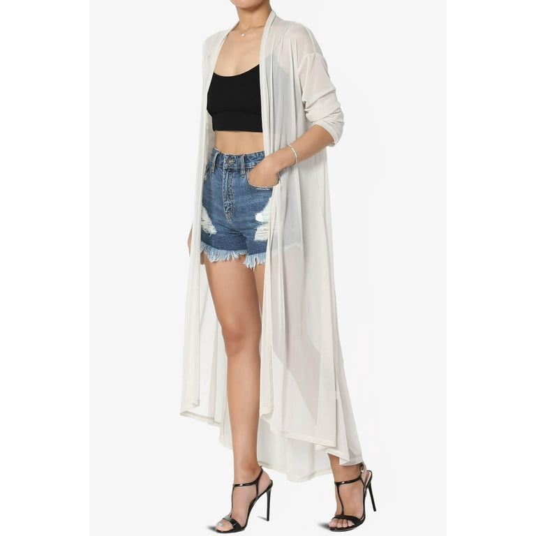 White sheer duster best sale cardigan