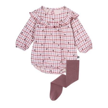 Modern Moments by Gerber Baby Girl Bubble Romper and Tights Outfit Set, 2-Piece, Sizes 0/3 Months - 24 Months