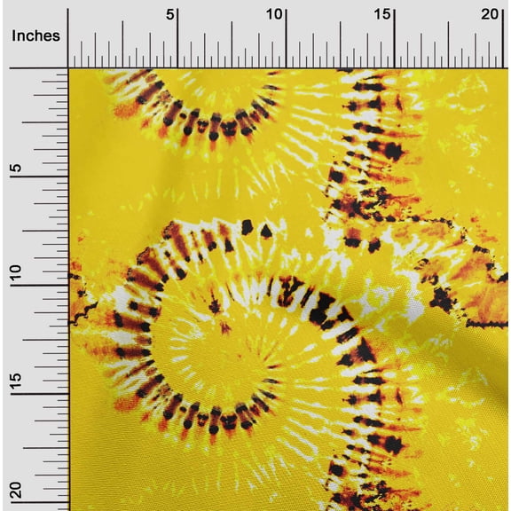 oneOone Cotton Flex Yellow Fabric Tie Dye Diy Clothing Quilting Fabric Print Fabric By Yard 40 Inch Wide-S0O