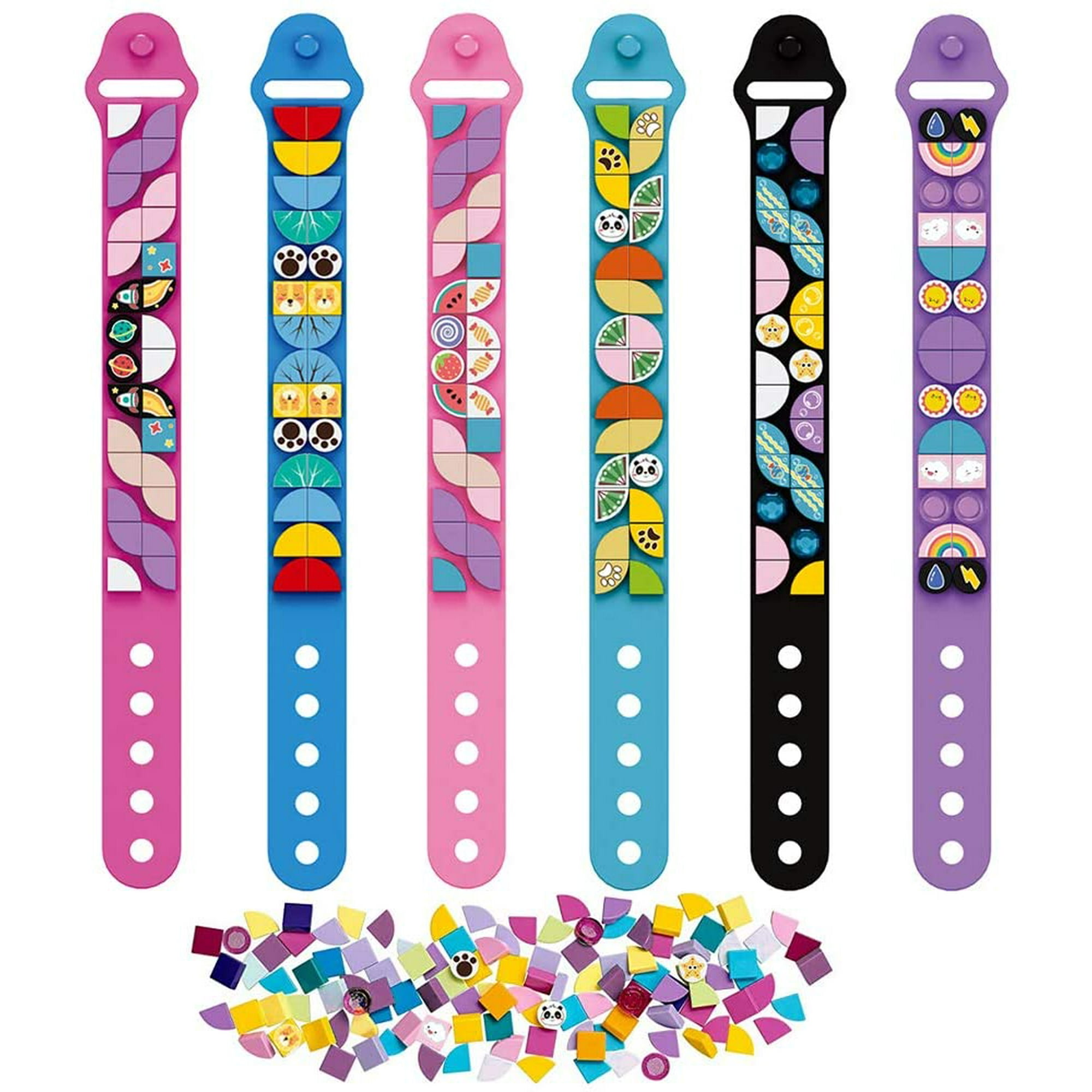 Zecatl Bracelets 6pcs Kids Building Blocks Dots Bracelets Diy Creative Craft Bracelet Making Kit For Kids Friendship Bracelets Dots Construction T