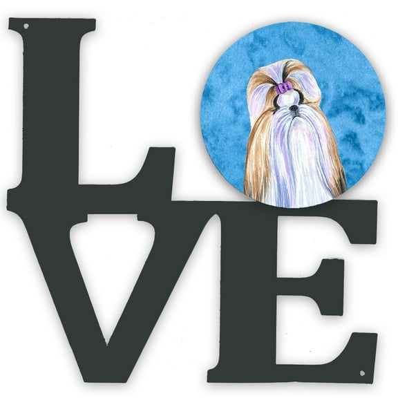 Blue Shih Tzu Metal Wall Artwork LOVE
