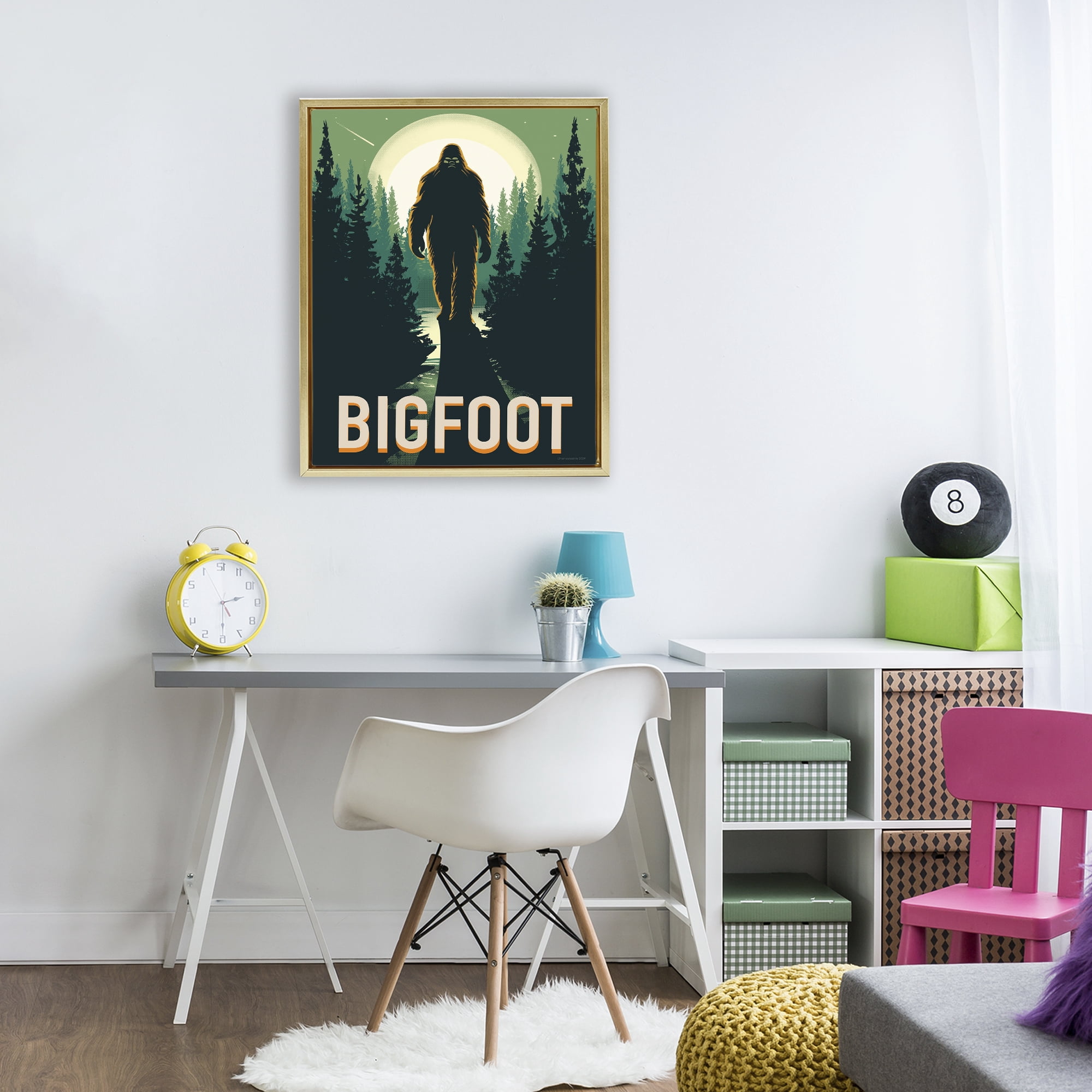Stupell Industries Cryptid In The Woods Gold Framed Floater Canvas Wall Art, design by Omar Escalante