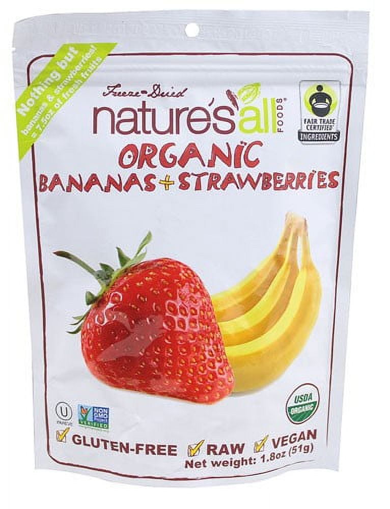 Nature's All Foods Organic Freeze Dried Raw Bananas & Strawberries 1.8 oz