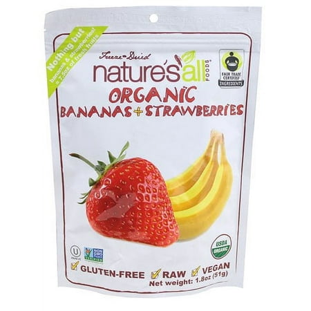 Nature's All Foods Organic Freeze Dried Raw Bananas & Strawberries 1.8 oz