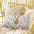 thumbnail image 4 of Bunny Easter Pillow Covers, Linen Long Throw Pillow Case, Spring Floral Eggs Rabbits Rustic Holiday Pillow Protector Decorative Cushion Cover for Living Room/Bedroom 20" x 30", 4 of 8