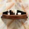 thumbnail image 4 of Walnut Corner Shower Shelf No Drilling Wall Mounted Bathroom Storage Rack with Adhesive, 4 of 6