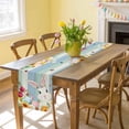 thumbnail image 6 of Easter Cartoon Bunny Table Runner, Spring Tulips Daisy Leaf Green Blue Wood Cotton Linen Kitchen Table Decoration Washable Dining Tabletop Runners for Home Party Decor 13x90 Inches, 6 of 9