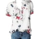 thumbnail image 1 of Blusa de gasa para mujer Camisas de manga corta con cuello en V Blusa con estampado floral, 1 of 5