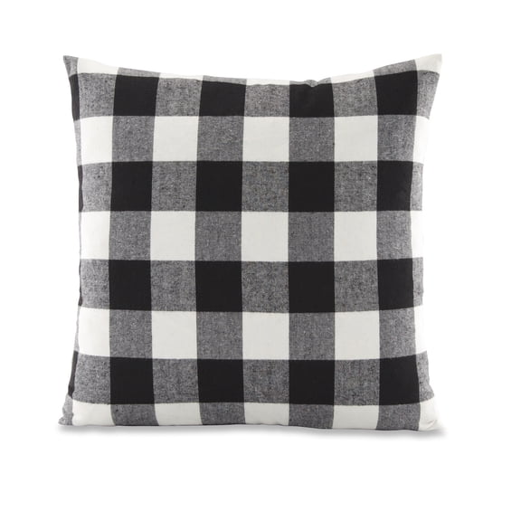 Better Homes & Gardens Feather Filled Buffalo Plaid Square Decorative Throw Pillow, 18" x 18", Black
