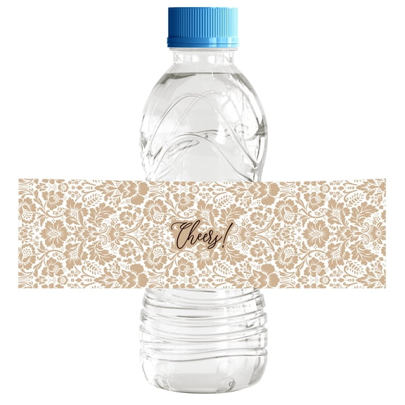 Darling Souvenir Floral Theme WaterBottleLabels Self Adhesive Party Collection Cheers!WaterBottleStickers Great For Wedding, Birthday, Engagement Party- Pack Of 32