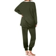 thumbnail image 7 of Eryao Women's Color Block 2 Piece Tracksuit Crewneck Long Sleeve Tops Long Sweatpants Outfits Lounge Sets 2024 Winter Fall Lightweight Jogger Sets,Army Green,L, 7 of 7