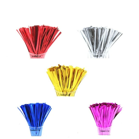 100pcs 10cm Colorful Metallic Ties Bread Candy Bag Ties for Party Cello Cake Pops