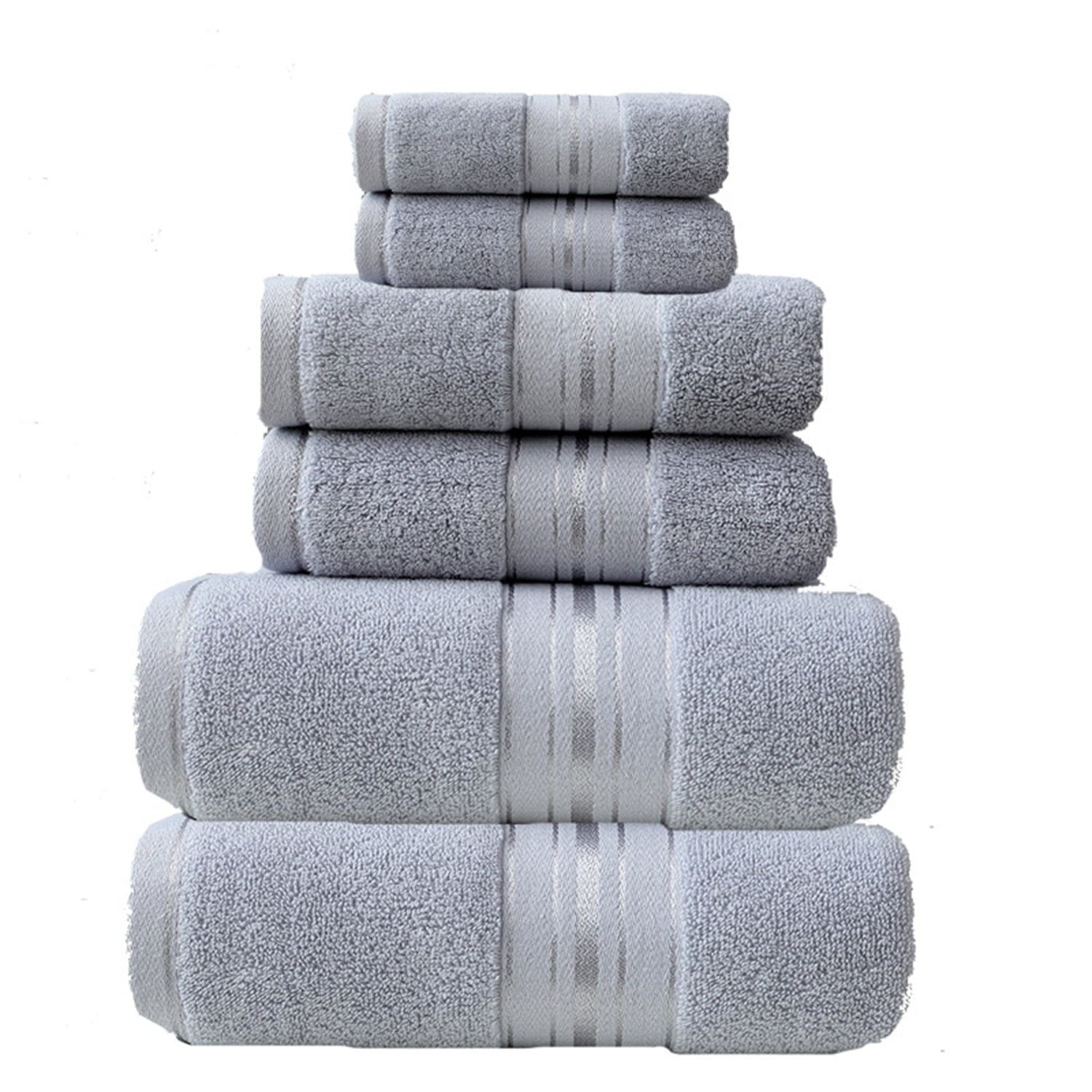 6 Piece Bath Towel Set, Includes 2 Bath Towels, 2 Washcloths, 2