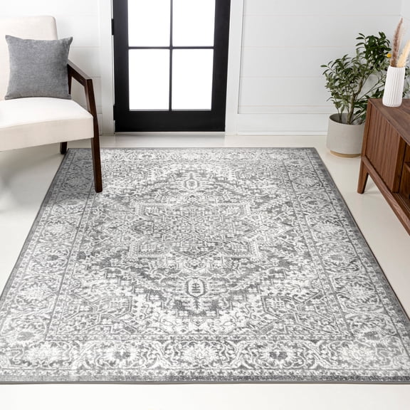 JONATHAN Y MODERN PERSIAN 4 x 6 Area Rug, Vintage Medallion - Light Gray, MDP100A-4