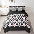 thumbnail image 2 of Castle Fairy Minimalist Checkered Twin Bedding Sets,Black Pink Grey Bedding Comforter Set, 2 of 8