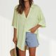 thumbnail image 3 of Blusas de manga corta para damas Blusas simples de salón Blusas con estilo Camisas / tops de verano Hugtrwg Para estrenar, 3 of 6