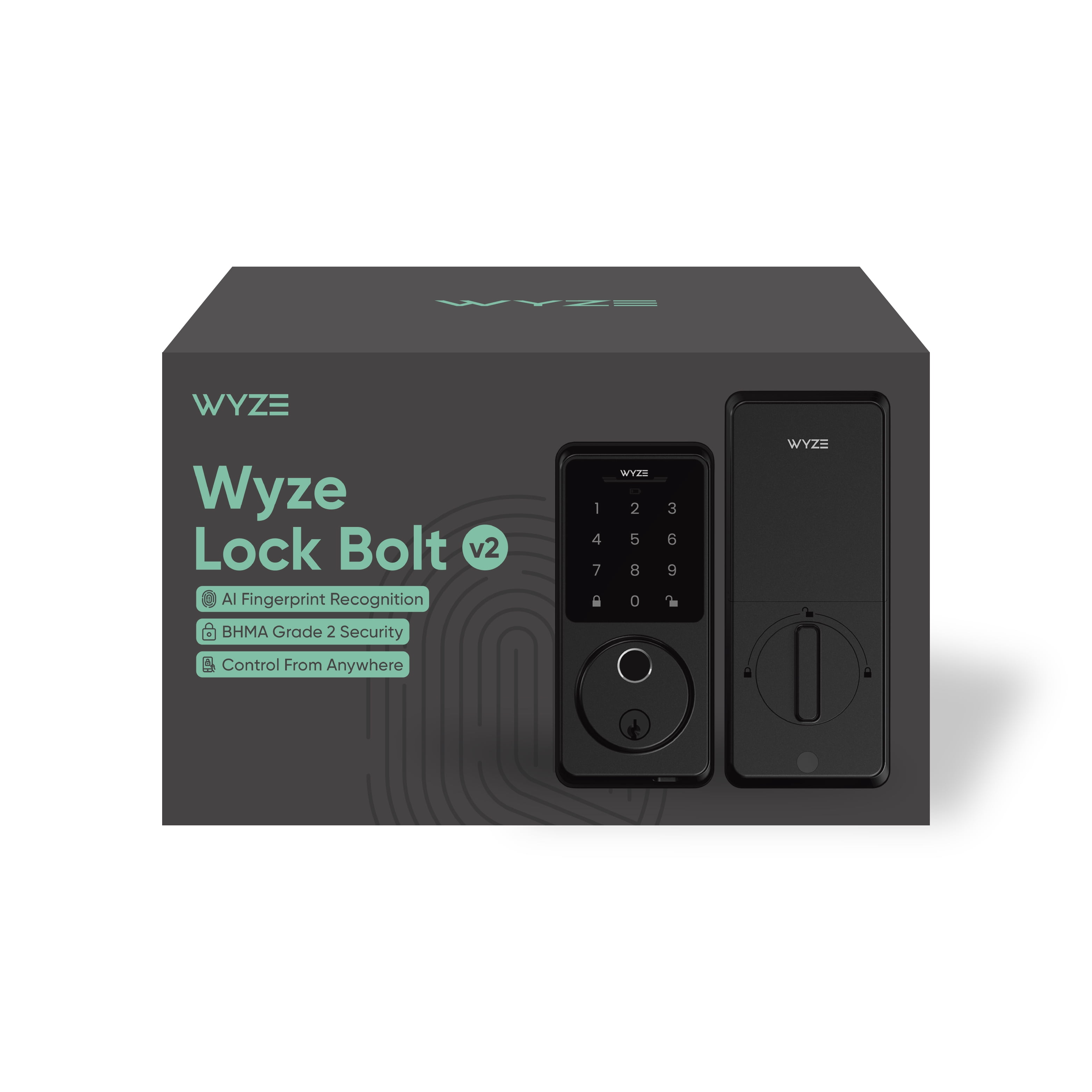 Wyze Lock Bolt v2, Smart Wi-Fi Deadbolt with Fingerprint Scanner, Keyless Entry, Keypad with 50 Passcodes, Built-in Wi-Fi 6, Auto-Lock, 8-Month Battery