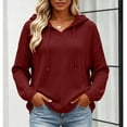 thumbnail image 4 of yillto Womens Hoodies Long Sleeve Crewneck Casual Shirts Tops Solid Color Loose Breathable Tee, 4 of 6