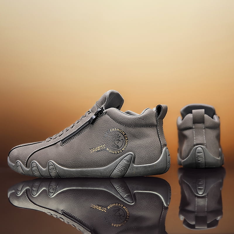 CORASUN Men's Waterproof Casual Shoes, Lightweight & Non-Slip, with Side Zipper, for Daily Wear, Hiking, Driving, High-Top Fashion Sneakers