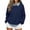 Blue, variant on Womens Denim Collar Patchwork Sweater Kangaroo Pocket Casual Pullover Top