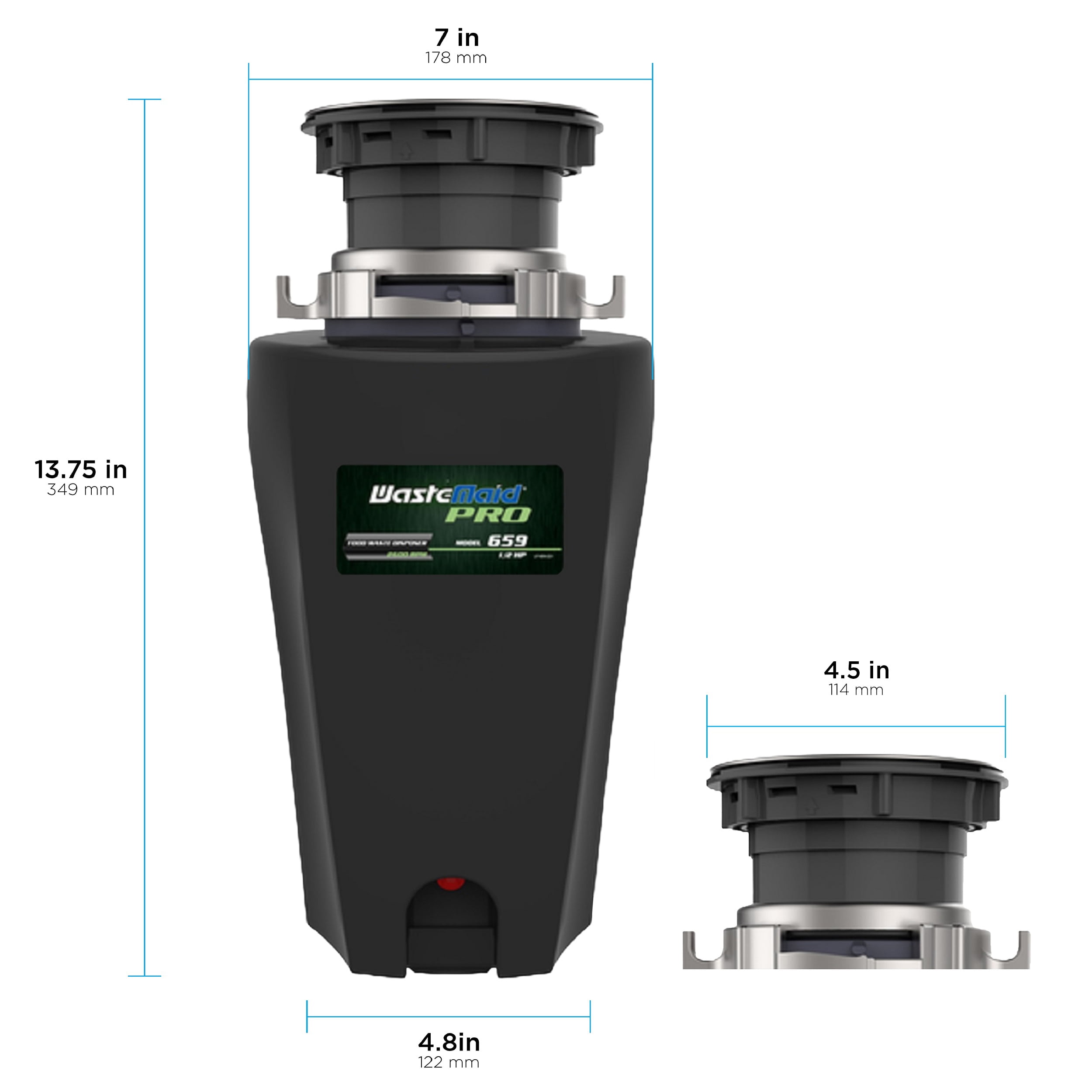 Waste Maid Pro 1/2 HP Continuous Feed Garbage Disposal with Speed Master Mounting System 10-US-WMP-659