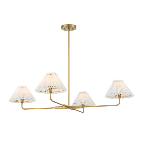 4-Light Chandelier in Natural Brass