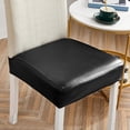thumbnail image 3 of 2 Fundas De Asiento De Cuero PU Para Silla De Comedor, Decoración De Fiesta, Color Negro, 3 of 8