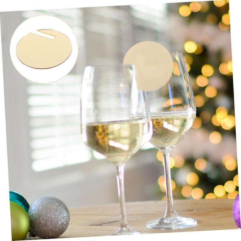 Wooden Round Beverage Label Holders 40-Pack for Party Drink ...