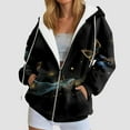 thumbnail image 2 of COMVALUE Womens Zip Up Hoodies Boho Floral Long Sleeve Sweatshirts Casual Graphic Y2K Hoodie Fall Hooded Jacket with Pockets (Black, XXL), 2 of 7