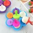 thumbnail image 4 of Less Than 5 Ice Cube Mold Kids with Colorful Plastic Sticks Silicone 7 Hole Ice Classic Trays Reusable 7 Holes Silicone with Sticks Non Stick DIY Ice for Kitchen, 4 of 8