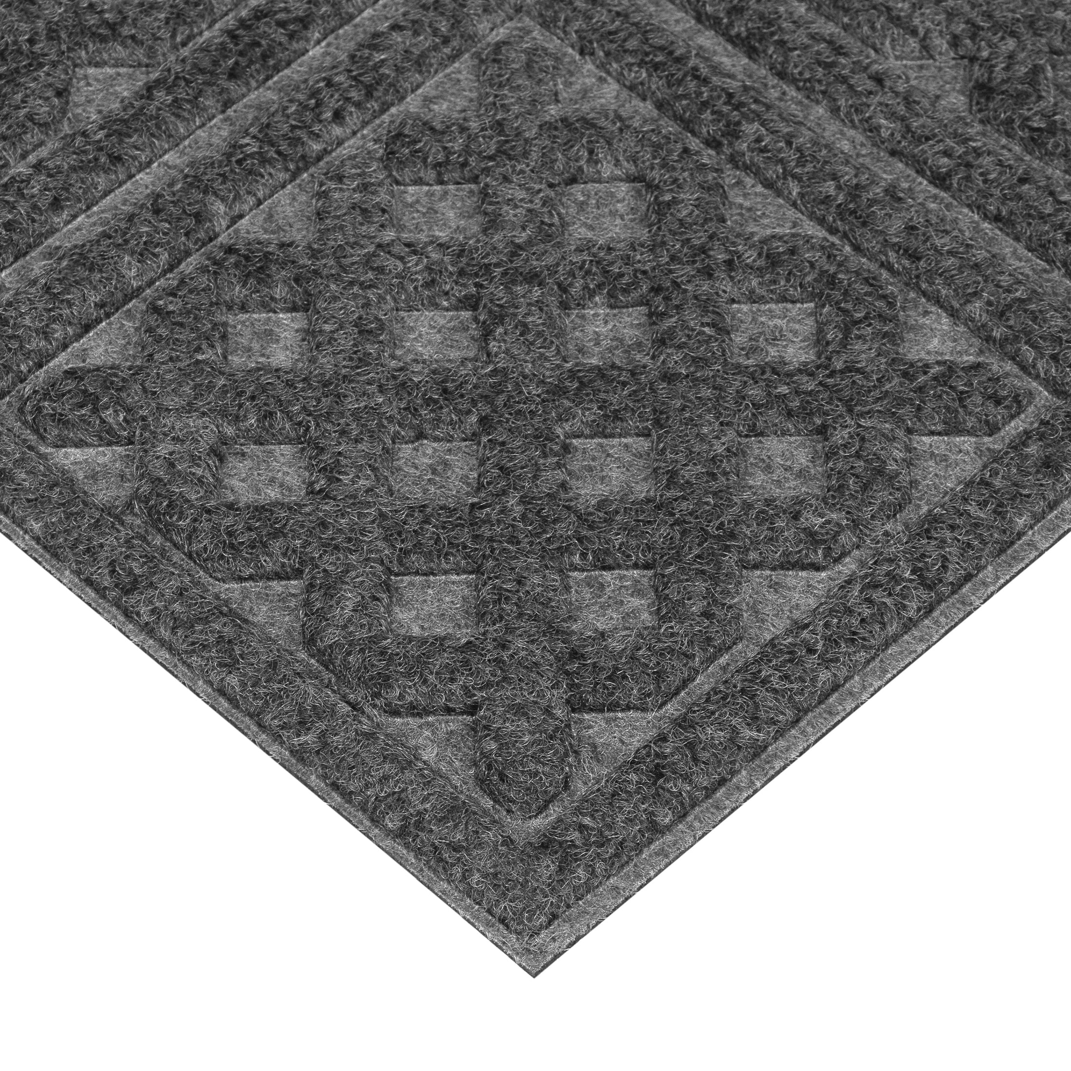 Mainstays Textures Lattice Polyester and Rubber Backed Doormat 2' x 6', Smoke