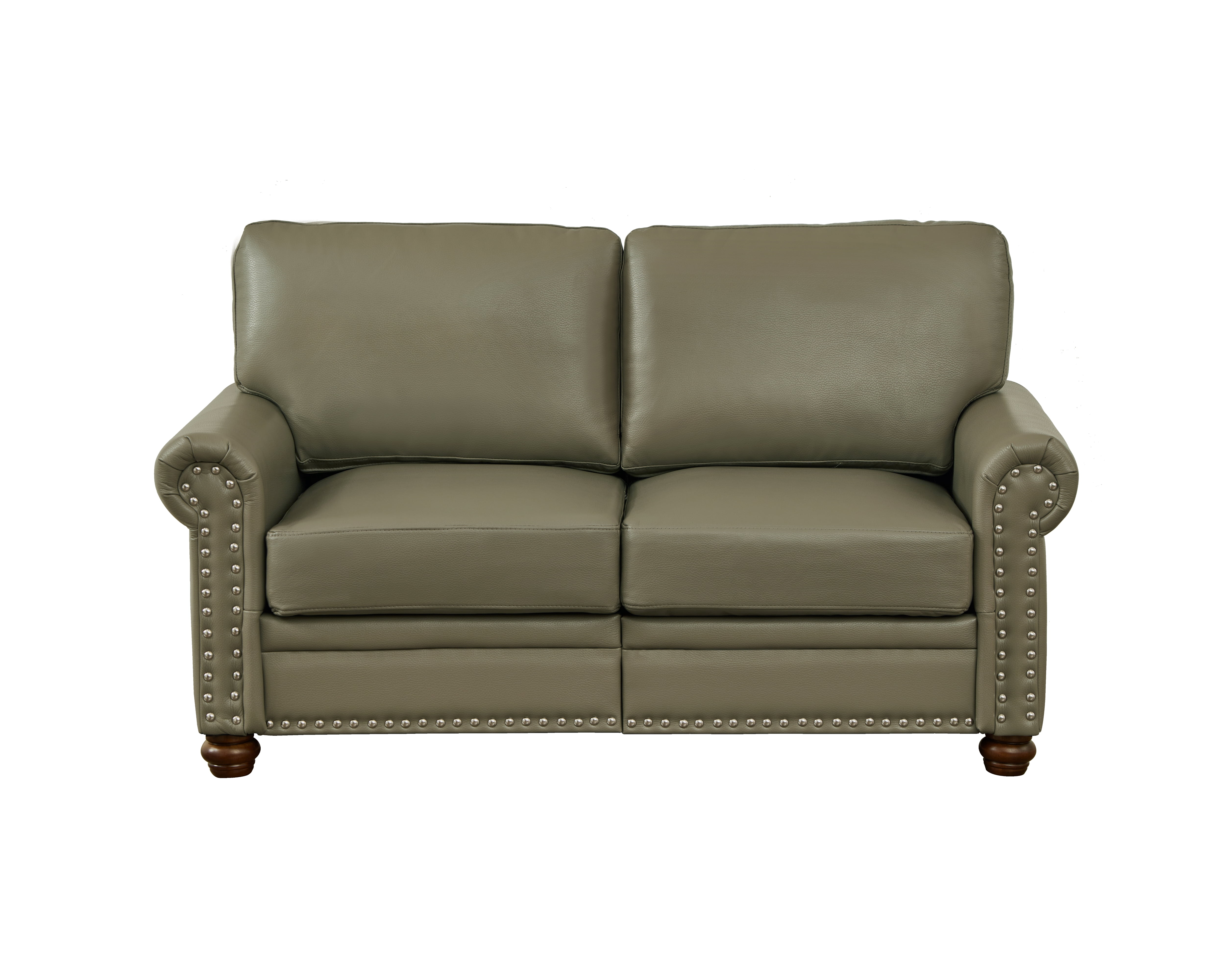Classic Faux Leather Loveseat Small Sofa Couch with Nailhead Trim and Removable Cushions for Living Room Office Apartment