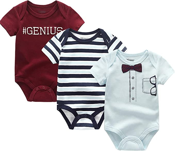 Baby Bodysuits 3-Pack Outfits 100% Cotton, Baby Boy Clothes for 3-6 ...
