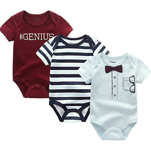 Baby Bodysuits 3-Pack Outfits 100% Cotton, Baby Boy Clothes for 3-6 ...