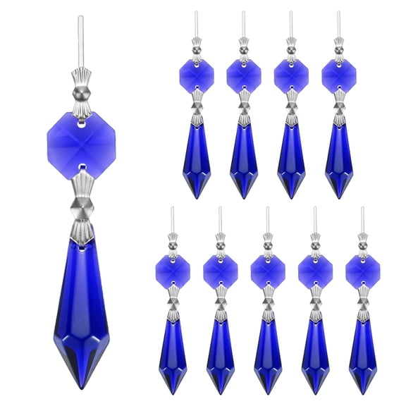 Uxcell 20-Pack Crystals Prisms Glass Tip Beads, 75mm Replacement Chandelier Teardrop Icicle Drops Hanging Pendants [Blue]