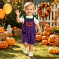 thumbnail image 6 of Shadoumai Halloween Romper Themed Casual Pumpkin Face Dungarees For Girls Romper Jumpsuit, Playful Adjustable Straps Daily Clothes Romper, 6 of 8