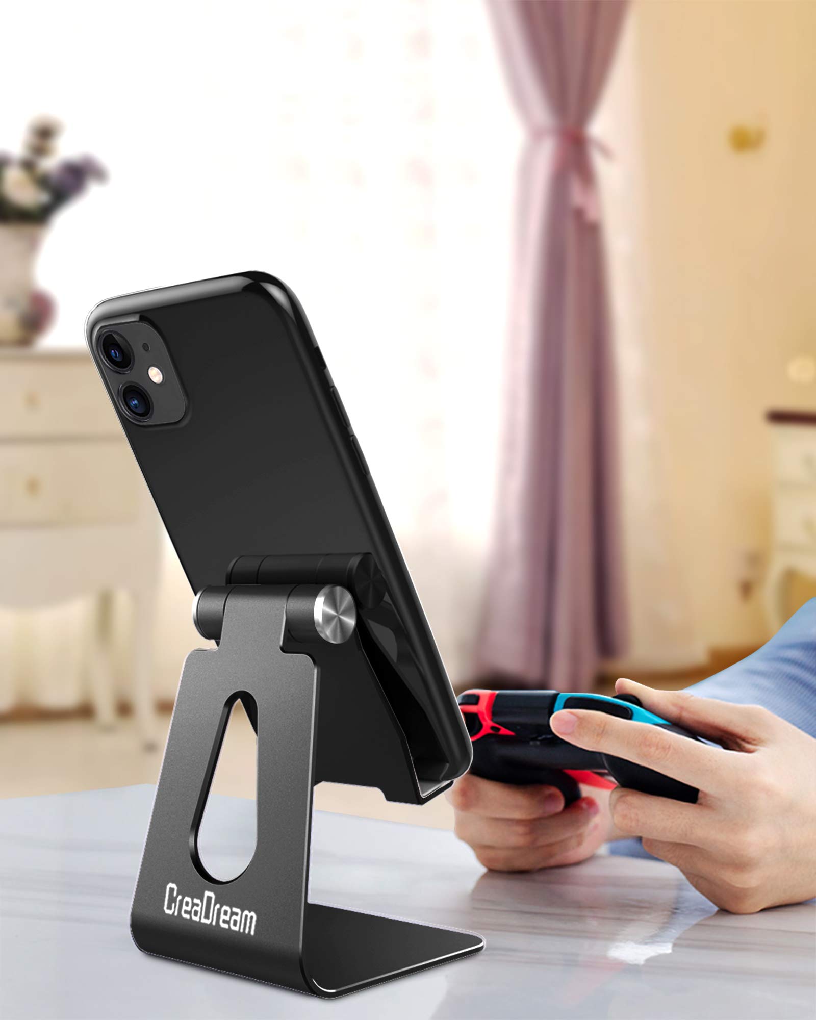 CreaDream Adjustable Aluminum Cell Phone Stand, Black photo 6