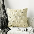 thumbnail image 3 of Sm:)e Halloween Goost Plush Faux Fur Jacquard Throw Pillow Cover 18x18 Inch Beige, Set of 2 Silky Soft Seasonal Cushion Case for Sofa Couch, 3 of 7
