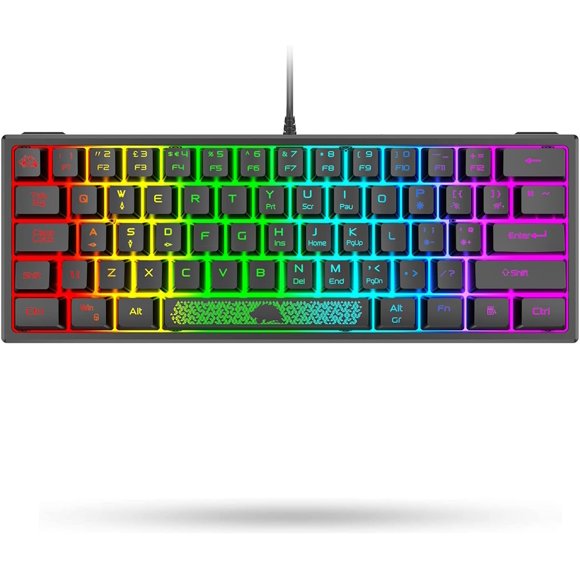Gaming Keyboard, RGB Illuminated LED Backlit Light up Wired Keyboard Mechanical Feel Ergonomic Shortcut for PC Laptop MAC ps4 Gamer，Black
