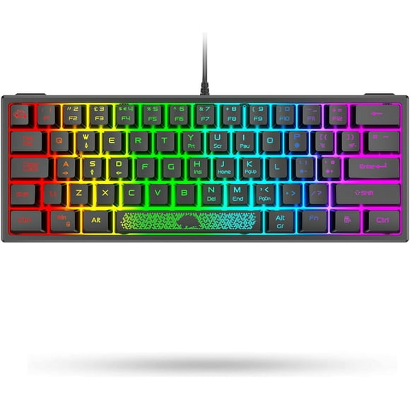 Gaming Keyboard, RGB Illuminated LED Backlit Light up Wired Keyboard Mechanical Feel Ergonomic Shortcut for PC Laptop MAC ps4 Gamer,Black