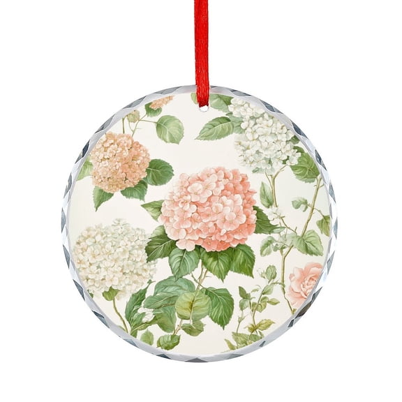 Watercolor Floral Hydrangeas Peonies Xmas Ornament Hanging Craft Collectibles for Xmas Trees Home Party Gifts Spring Floral Christmas Decorative Hanging Ornaments