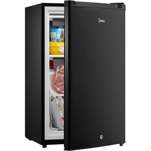 Midea MRU03M2ABB Congélateur Vertical, Mini Congélateur de 3,0 Pieds Cubes, pour Cuisine Appartement Bureau sous-Sol Ou Dortoir, Noir