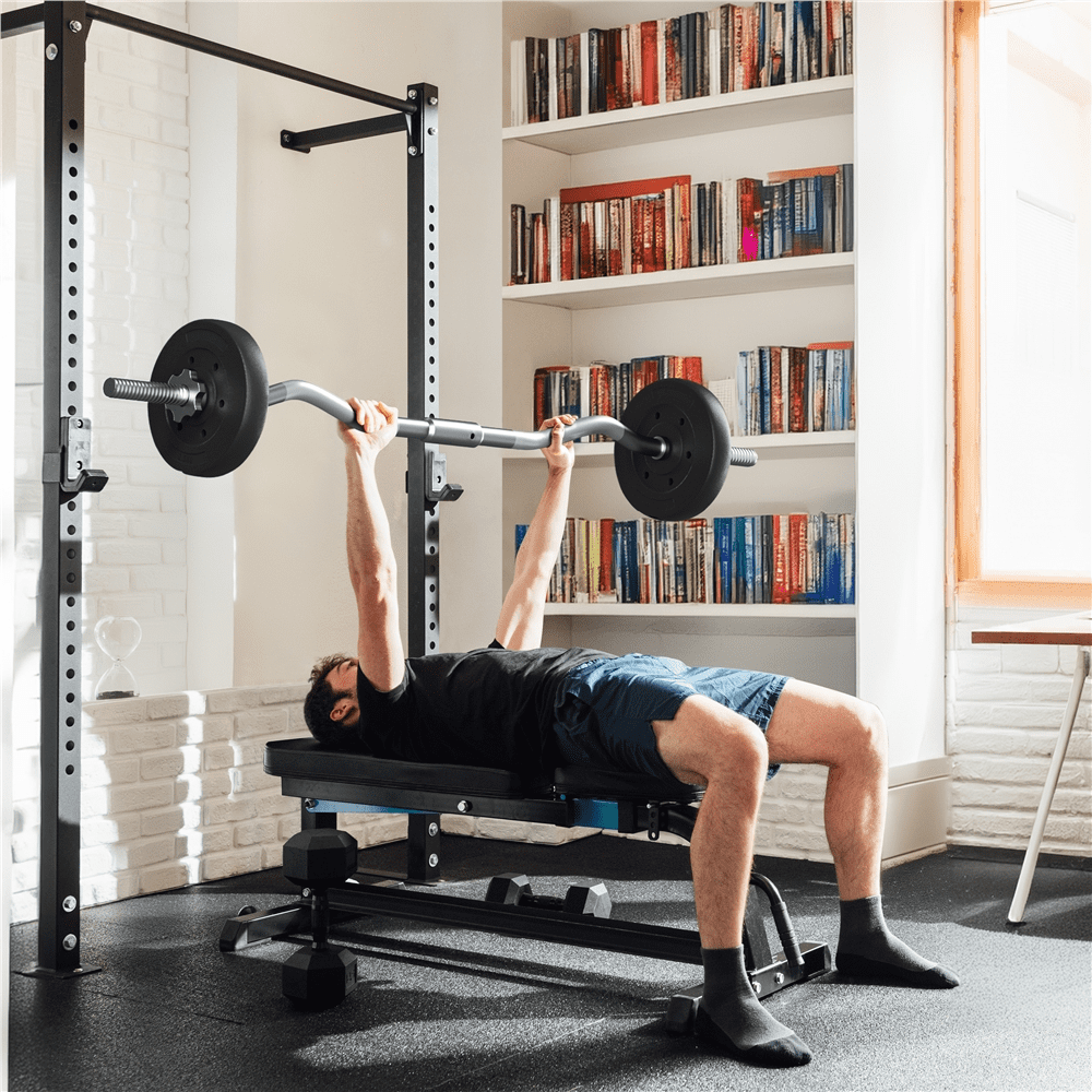 Alden Design 44 lb Barbell Weight Set with Plates and Star Locks, Black
