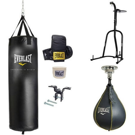Everlast Dual Station Heavy Bag Stand with Your Choice of 70-lb. Kit and Speedbag or Striking ...