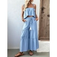 thumbnail image 4 of Women'S 2 Piece Outfits Linen Pants Jumpsuit Matching Lounge Set Casual Summer Beach Vacation Trendy Clothes Blue XL, 4 of 8