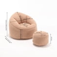 thumbnail image 4 of 37.4" Bean Bag Couch with Memory Foam for Adults,Microfiber Upholstered Lazy Sofa with Ottoman for Bedroom,Living Room,Study,Game,Tan, 4 of 8