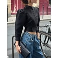 thumbnail image 5 of Women'S Elegant Solid Single Breasted High Street Jacket for Party and Chic Outwear Black L, 5 of 9