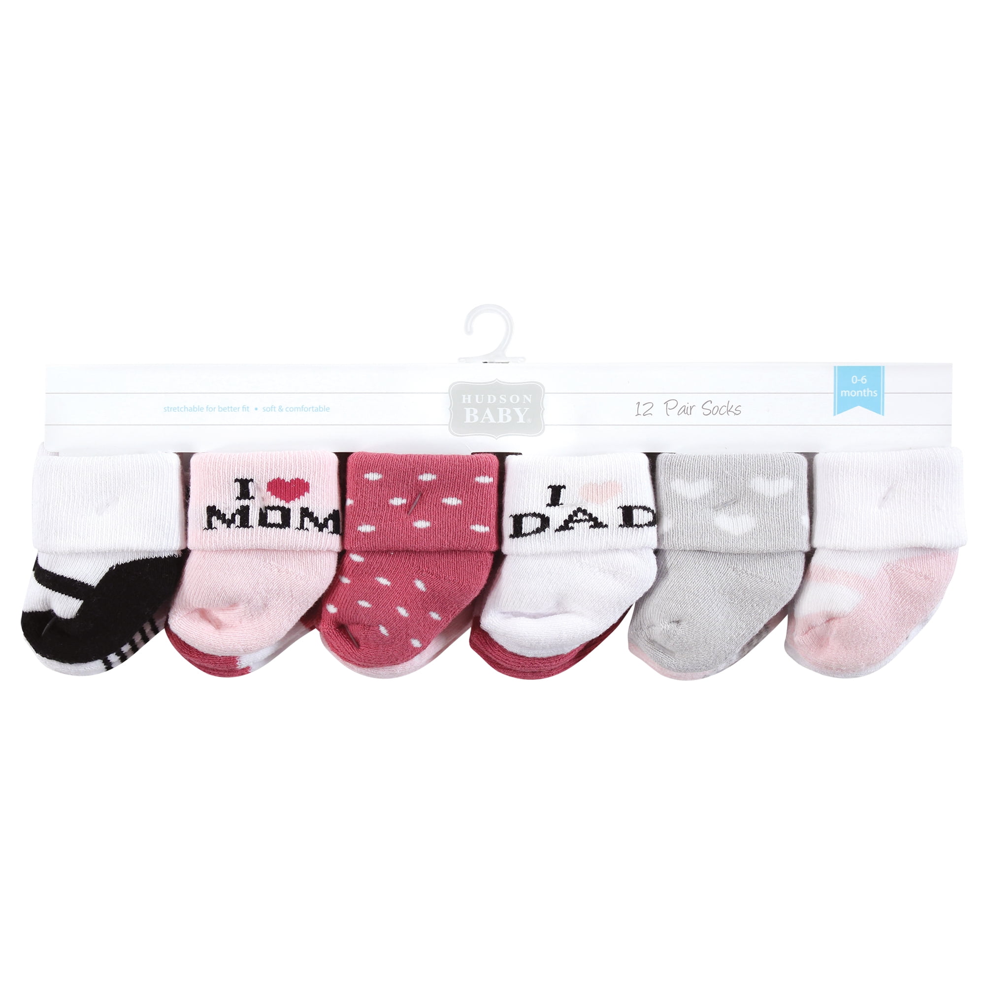 【国内正規品】 Hudson Baby Cotton Rich Baby Terry Socks 24-Pack, Mom and ベビー