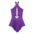 thumbnail image 3 of Aislor Women Rhinestone Lyrical Figure Ice Skating Dress Sleeveless Roller Skating Dance Purple XL, 3 of 7