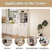 70 Buffet Cabinet with Hutch, Modern Farmhouse Sideboard with 2 Drawers & Barn Doors, Kitchen Storage Buffet for Dining Room, Coffee Bar Station,White